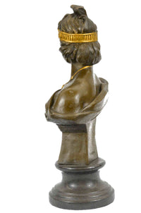 Art Nouveau Gold Patina Two Tone Woman Bronze Sculpture