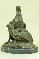 Signed Original 100% Real Bronze Two Baby Eagles Sculpture