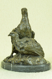 Signed Original 100% Real Bronze Two Baby Eagles Sculpture