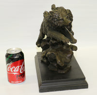 Running Wolves Dogs Wildlife Bronze Sculpture Signed Art
