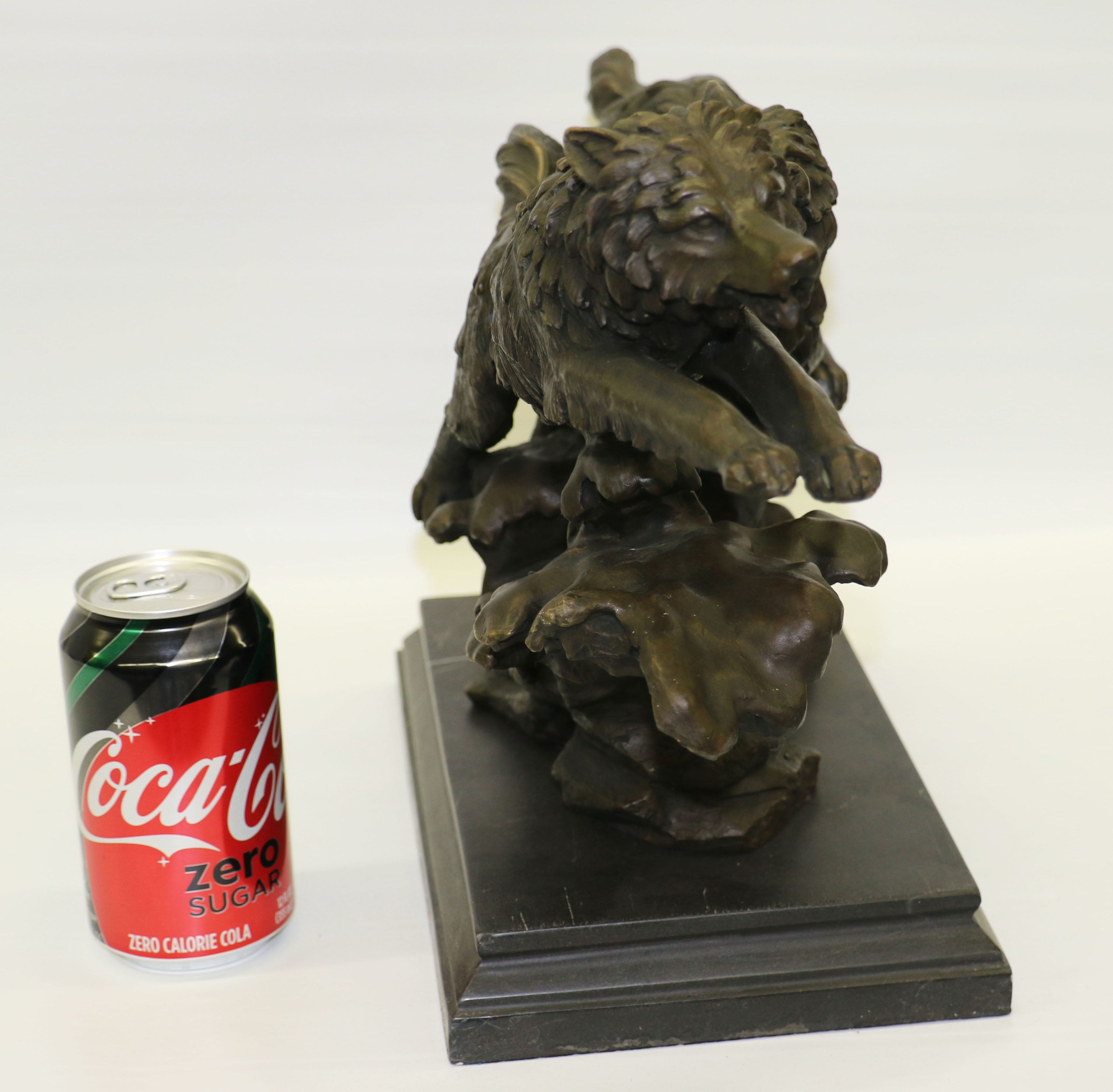Running Wolves Dogs Wildlife Bronze Sculpture Signed Art