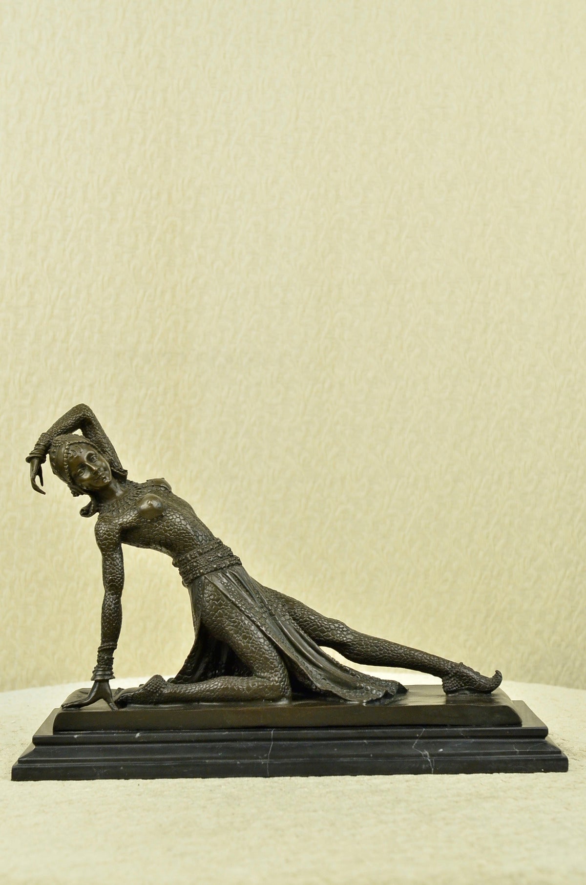Show Girl Dancer Bronze Sculpture Marble Base Lost Wax