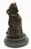 Sexy Goddess Behind a Wall Bronze Sculpture Marble Base Figure