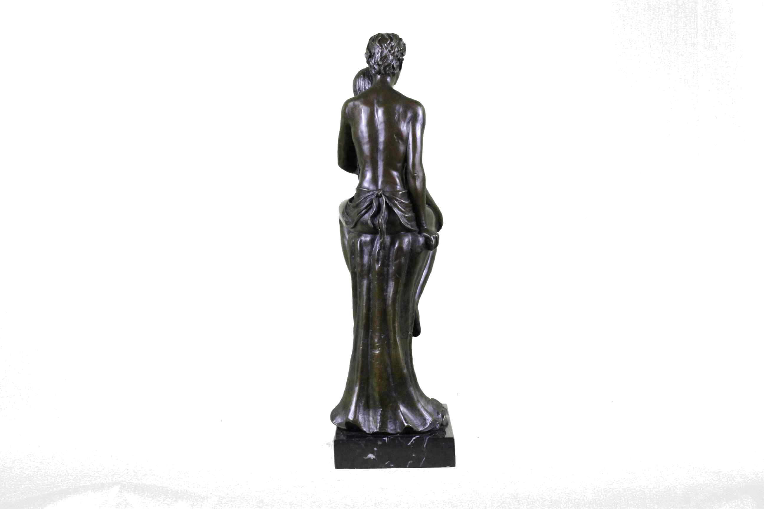 Superb HotCast Nude Couple Male Female Bonze Sculpture Marble Base Figure Statue