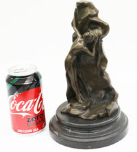 Sexy Goddess Behind a Wall Bronze Sculpture Marble Base Figure