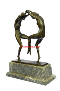 Art Deco Twine Dancer Hot Cast Bronze Sculpture Marble Base