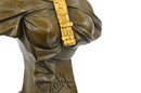 Art Nouveau Gold Patina Two Tone Woman Bronze Sculpture