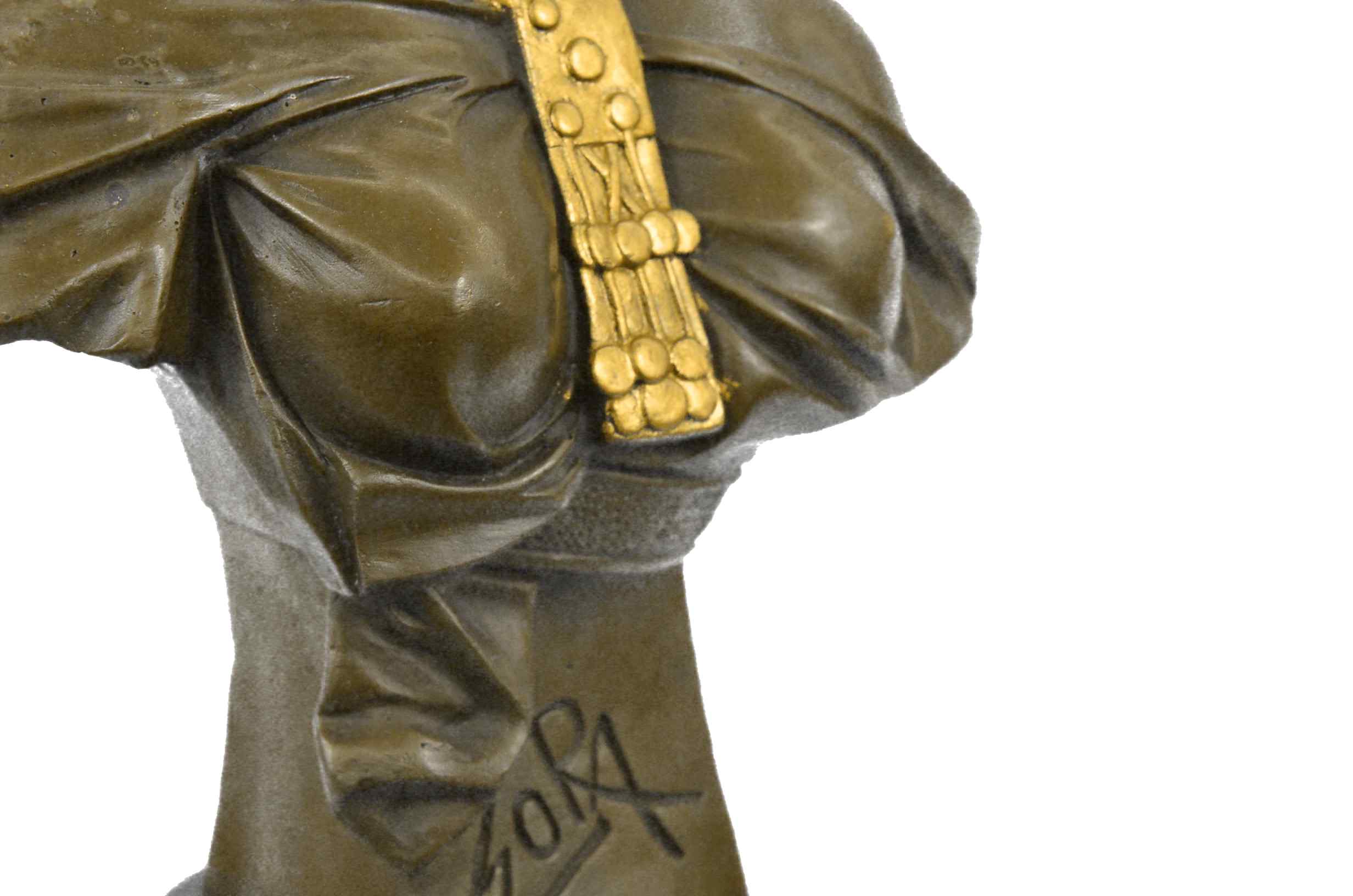 Art Nouveau Gold Patina Two Tone Woman Bronze Sculpture