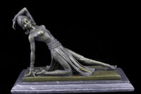 Show Girl Dancer Bronze Sculpture Marble Base Lost Wax
