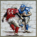 Football Players 3D Wall Art Metal Cutout on Wood Canvas