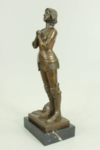 Signed Leonard Joan of Arc Bronze Marble Sculpture