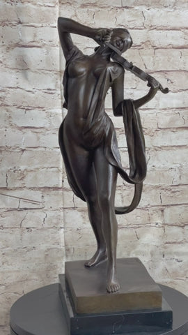 Abstract Female Musician 100% Genuine Bronze Marble Sculpture