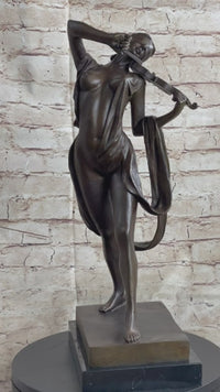 Abstract Female Musician 100% Genuine Bronze Marble Sculpture