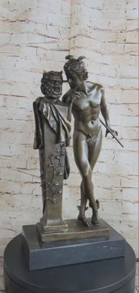 A Secret from on High after Hyppolite Moulin Mercury Hermes Bronze Statue Sculpture 17" x 10"