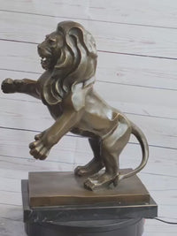 Abstract Guardian Lion Bronze Sculpture Cubism Henry Moore 17" x 12"