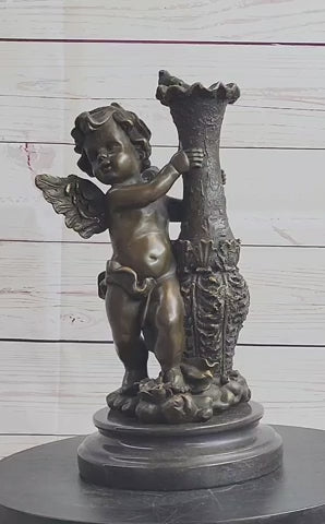 12'' Auguste Moreau Cherub Angel Bronze Sculpture