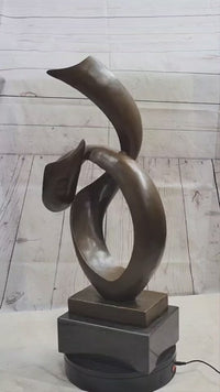 Abstract Geometric Cubism Bronze Metal Sculpture 30" x 18"