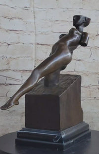 Abstract Surrealism Modern Art Sculpture of Nude Partial Female Figure on Marble Base