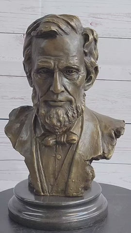 Abraham Lincoln Bronze Metal Presidential Bust on Marble Base