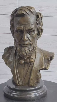 Abraham Lincoln Bronze Metal Presidential Bust on Marble Base