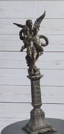 19'' Tall Nude Male Angel Carries Girl Mythical Deco Bronze Sculpture Art Nouveau