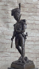 19th Century European Soldier w/ Rifle in Bearskin Hat Bronze