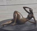 Abstract Reclining Woman Bronze Sculpture by Mario Nick
