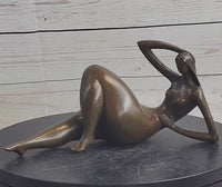 Abstract Reclining Woman Bronze Sculpture by Mario Nick
