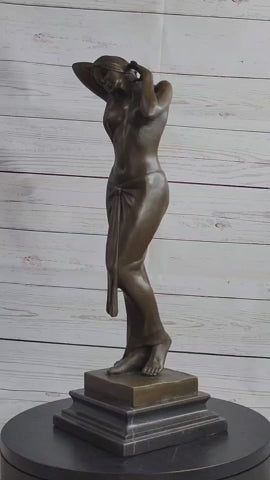 100% Solid Real Bronze Vitaleh Italian Artist Nude Dream Girl Sculpture Statue