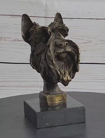 Solid Bronze Schnauzer Scottish Terrier Dog Bookend