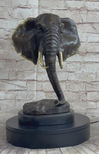 Abstract Floating Elephant Head Bust Bronze Art Africa