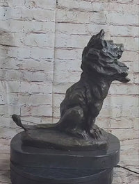 Abstract Crude Lion King Bronze Sculpture on Marble Base