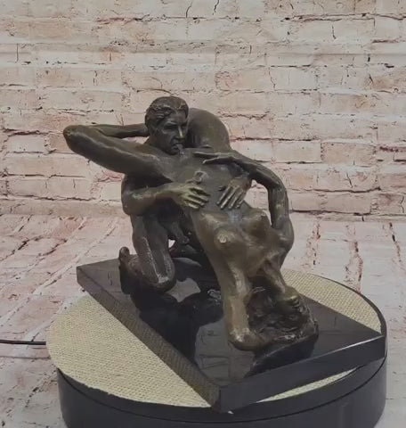 Abstract Bronze Nude Couple Sculpture – Highly Erotic Embrace Statue by Olaf Odegaard