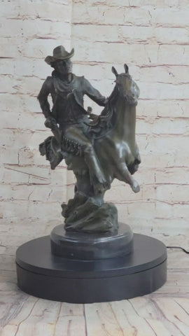 Abstract Modern Art Kamiko Outlaw Cowboy Horse Gun Bronze Sculpture