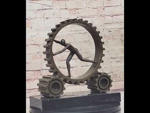 Cog in the Machine Abstract Bronze Sculpture Signed Art
