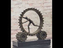 Cog in the Machine Abstract Bronze Sculpture Signed Art