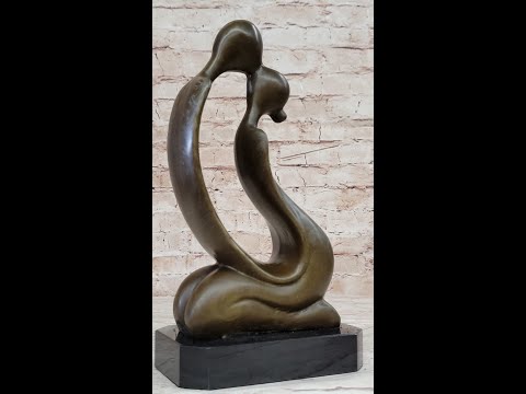 Abstract Bronze Sculpture of Couple Kissing - Love Romance Art