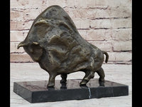 Abstract Picasso Bull Bronze Sculpture on Marble Base