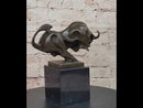 Abstract Modern Art Charging Bull Signed Bronze 8" x 7"