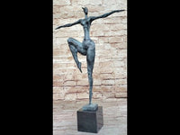 Abstract Female Dancer Kicker Bronze Sculpture Green Patina
