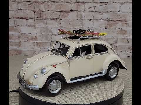 1957 White VW Beetle With Skiing Board Home Office