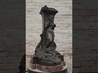 A Maiden Holding a Flower 'Souvenir' by Charles Gounod Bronze