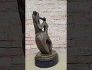 Abstract Bronze Sculpture of Embracing Figures on Marble Base