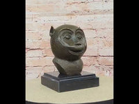 Abstract Bronze Primate - Smiling Monkey Bust on Marble