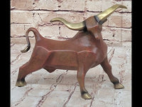 Abstract Bronze Longhorn Cattle Bull Sculpture Signed & Numbered