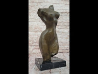 Abstract Female Torso Bronze Sculpture on Marble Base - Modern Nude Figure Art Decor