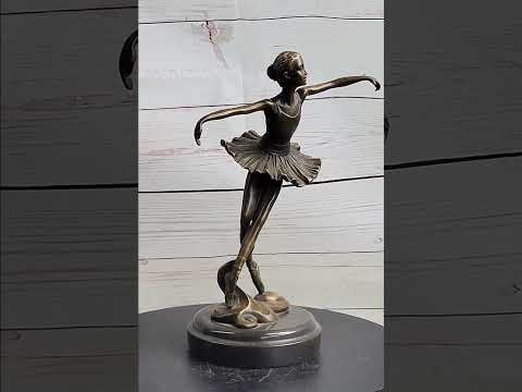 10'' Lady Ballerina Bronze Sculpture Art Nouveau Black Swan