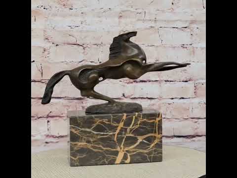 Abstract Modern Horse Bronze Sculpture on Marble Base