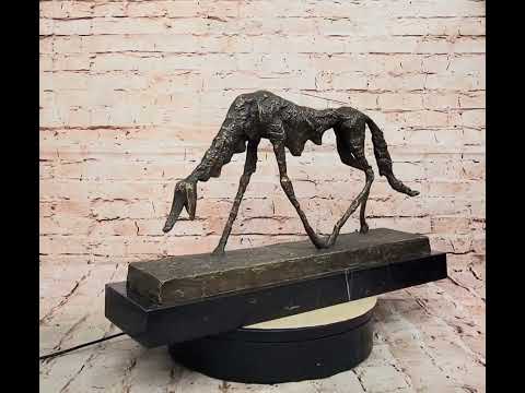 Abstract Surrealist Bronze Dog on Marble Base