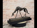 Abstract Surrealist Bronze Dog on Marble Base